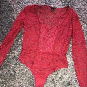 Red lace bodysuit